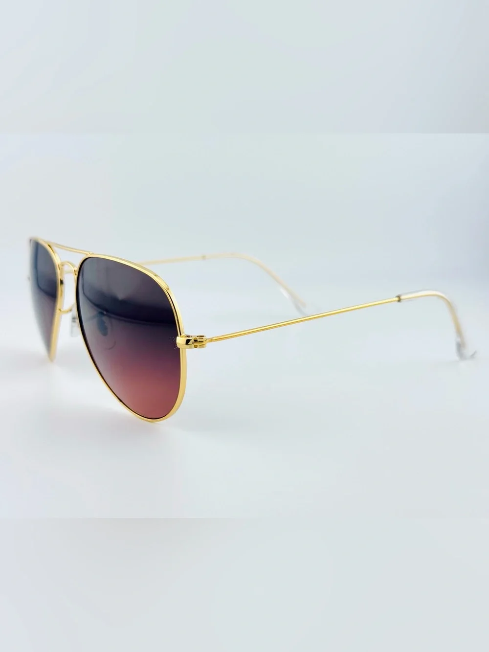 Ray-Ban Aviator Gradient Sunglasses RB3025 Gold Metal Frame Dark Burgundy Lenses